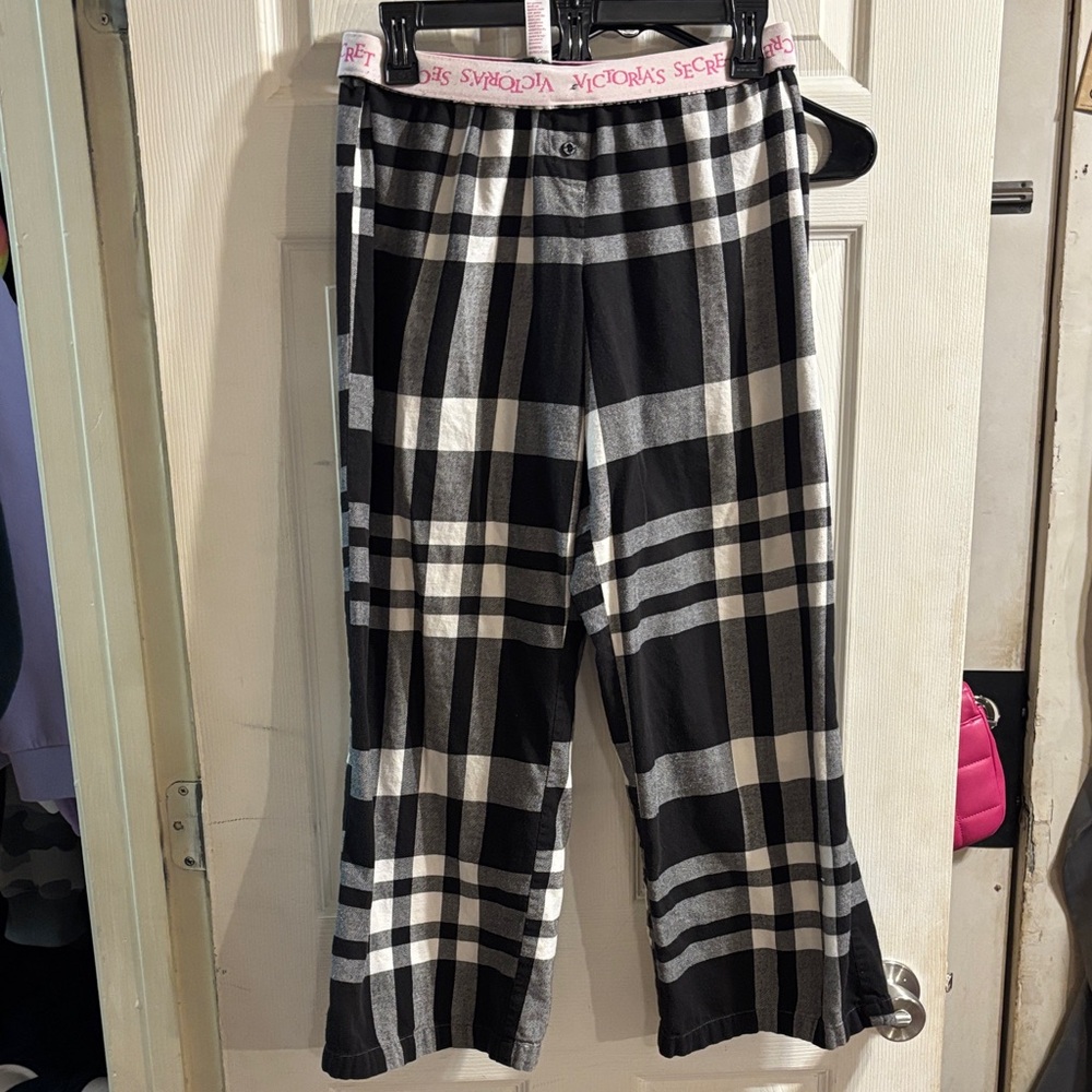 Victoria's Secret Black and White Plaid Pajama Bottoms